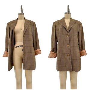 Oscar de la Renta Glen Plaid Wool Blazer/Jacket